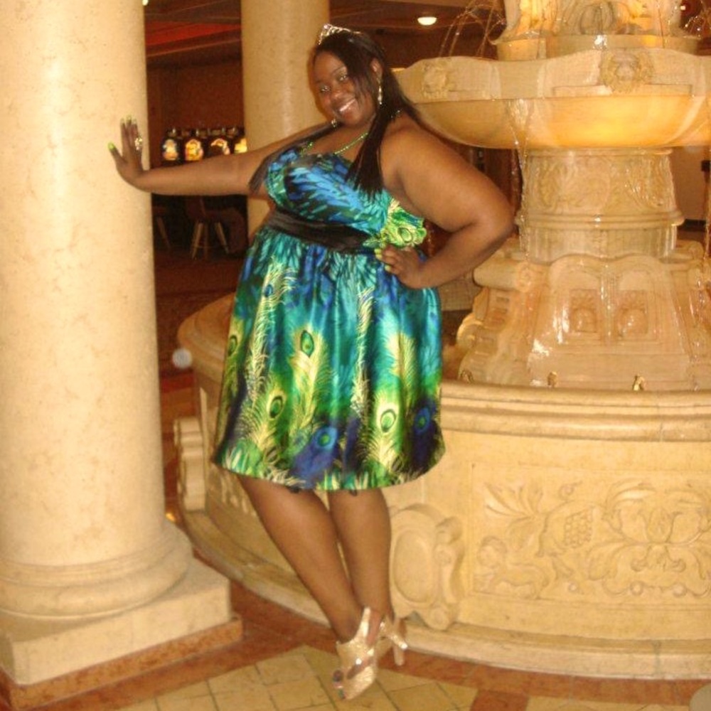 Strapless Peacock Print Dress